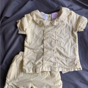 Stitchy Fish Yellow Seersucker Two-Piece Set